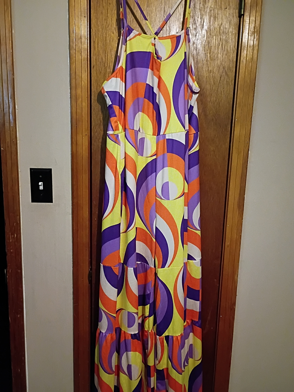 SHEIN Retro-Print Maxi Jumpsuit in Yellow, Purple & Orange